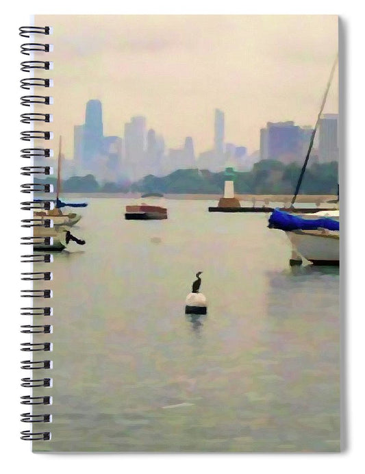 Lake By The City - Spiral Notebook