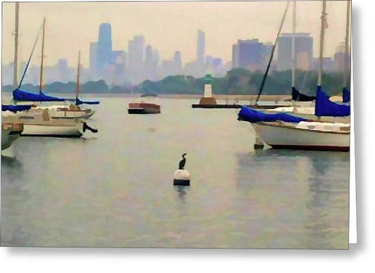 Lake By The City - Greeting Card