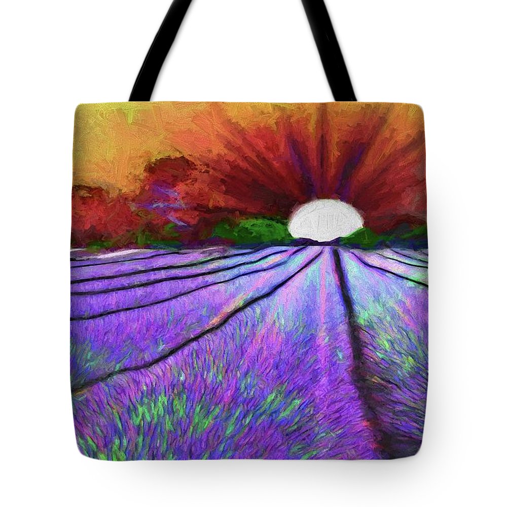 Lavender Field Sunrise - Tote Bag