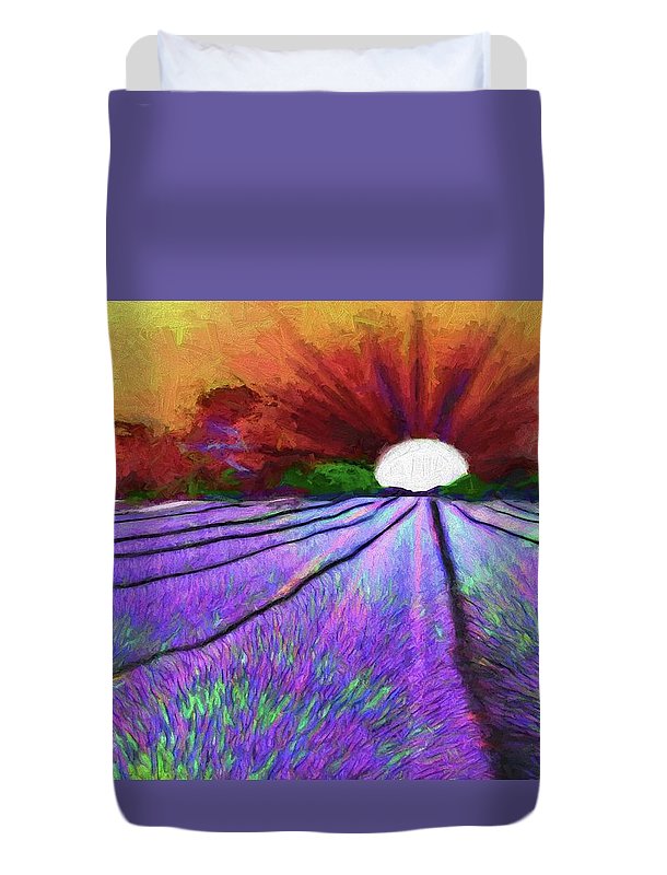 Lavender Field Sunrise - Duvet Cover