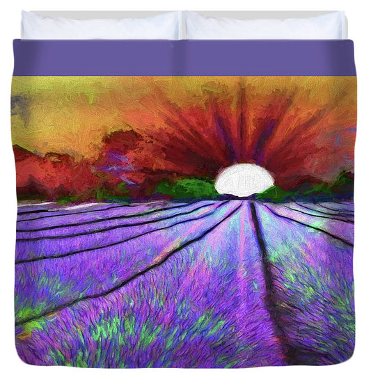 Lavender Field Sunrise - Duvet Cover