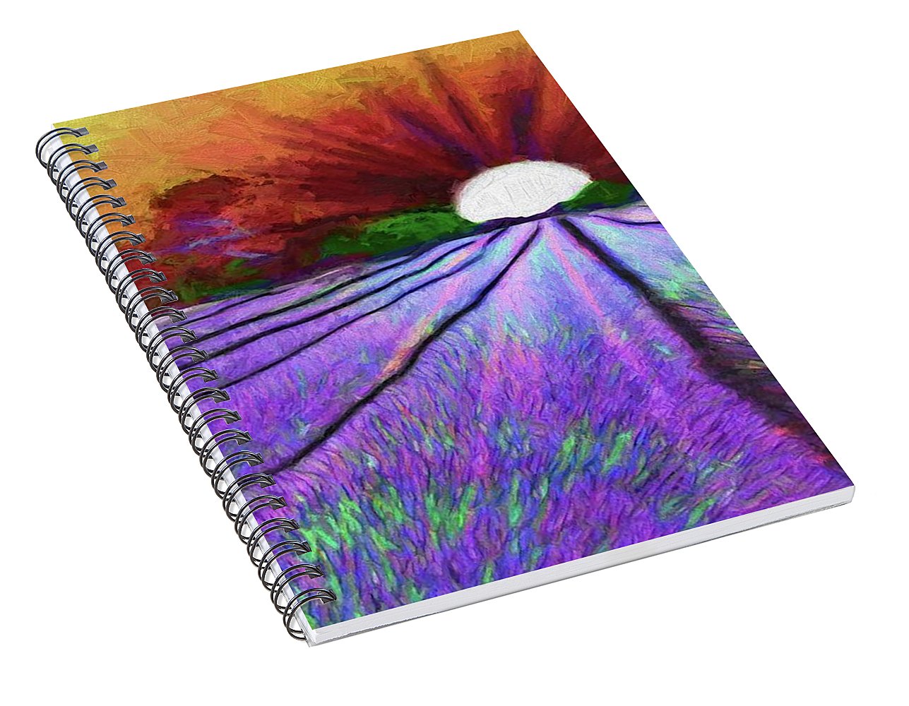 Lavender Field Sunrise - Spiral Notebook