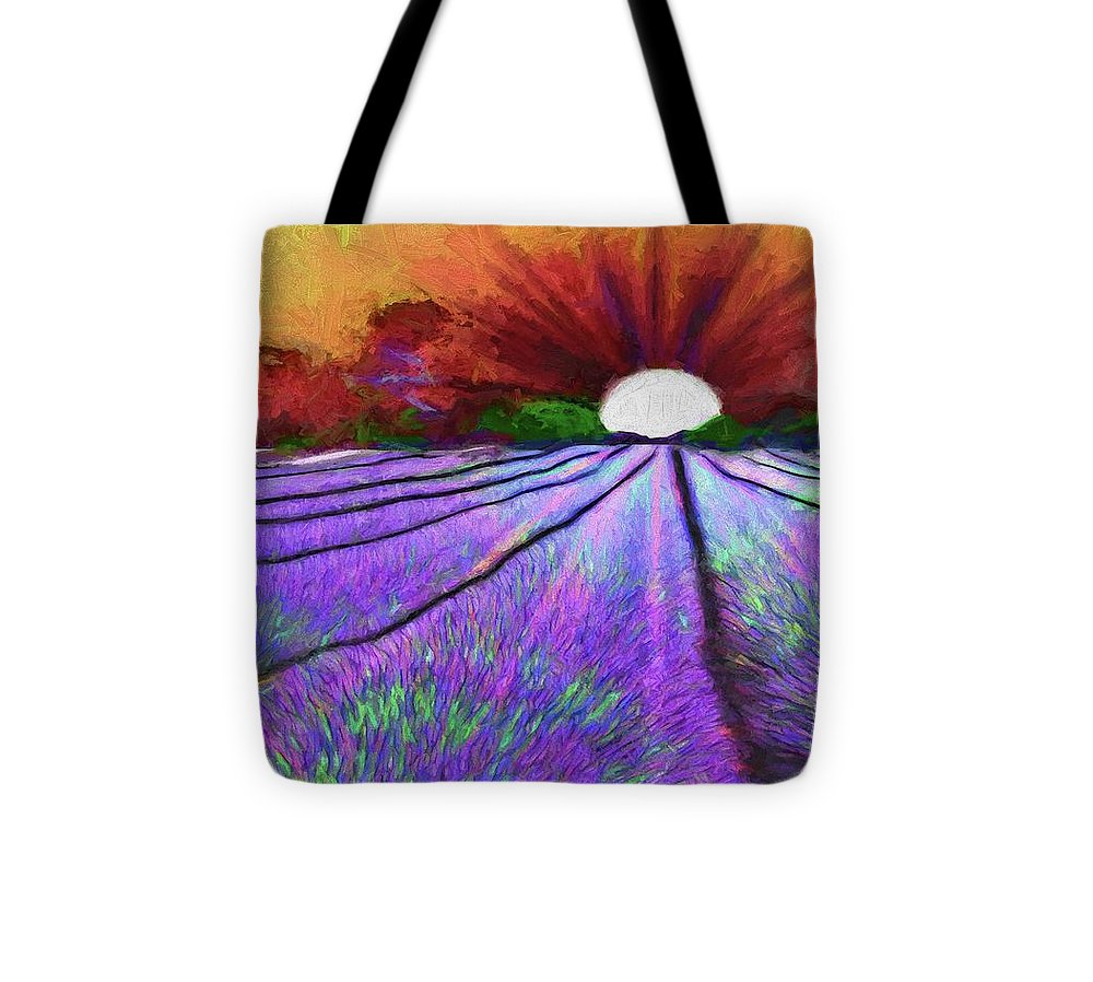 Lavender Field Sunrise - Tote Bag
