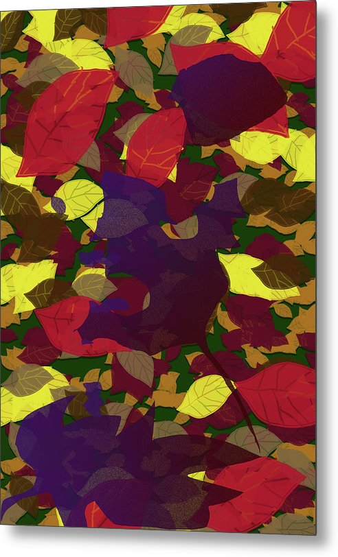 Leaf Brush Collage - Metal Print