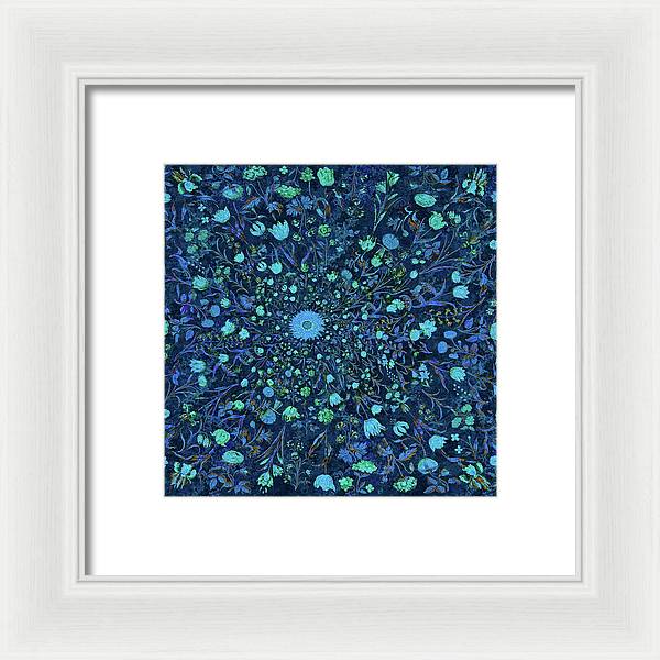 Light Blue Medieval Flowers - Framed Print