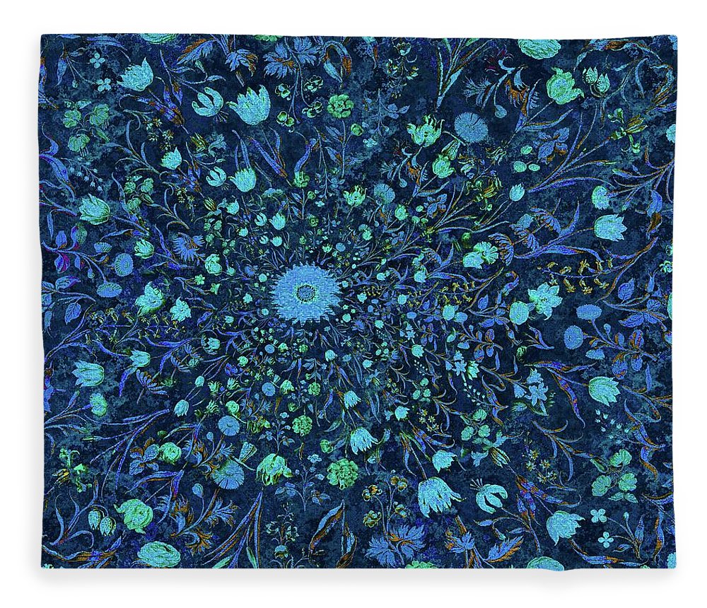 Light Blue Medieval Flowers - Blanket