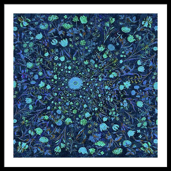 Light Blue Medieval Flowers - Framed Print