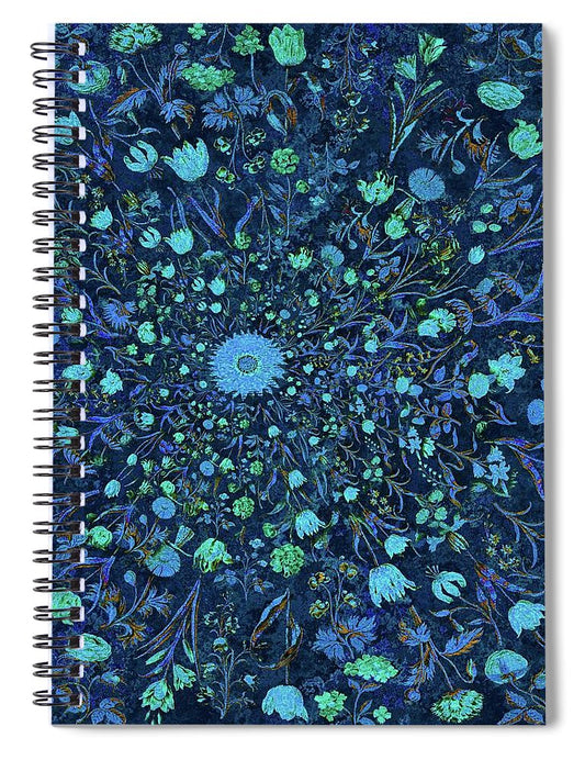 Light Blue Medieval Flowers - Spiral Notebook