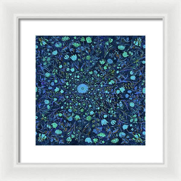 Light Blue Medieval Flowers - Framed Print