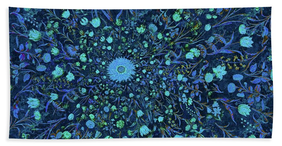 Light Blue Medieval Flowers - Beach Towel