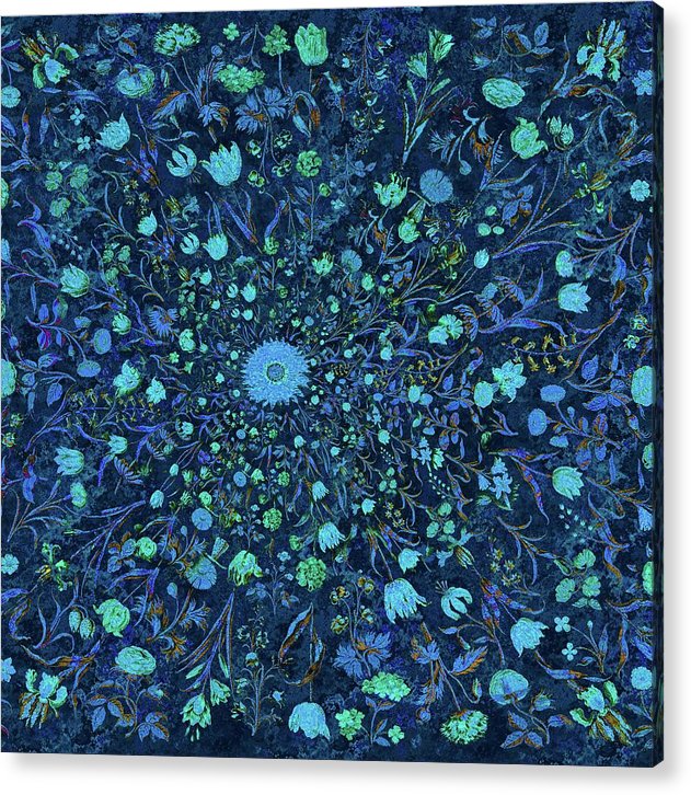 Light Blue Medieval Flowers - Acrylic Print