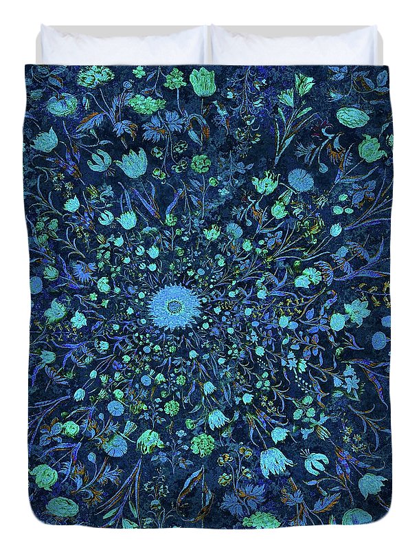 Light Blue Medieval Flowers - Duvet Cover