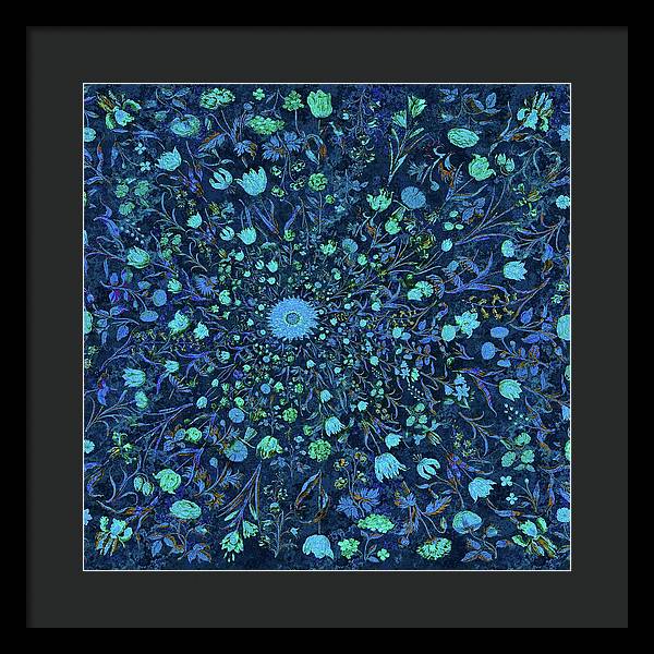 Light Blue Medieval Flowers - Framed Print