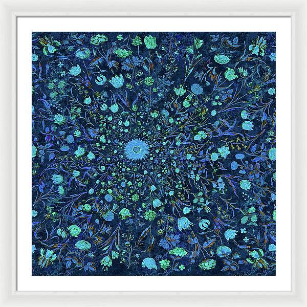 Light Blue Medieval Flowers - Framed Print