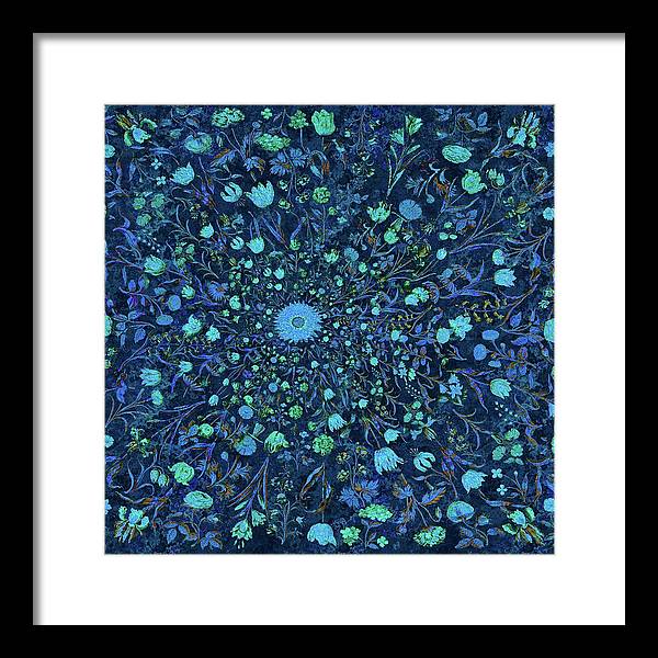 Light Blue Medieval Flowers - Framed Print