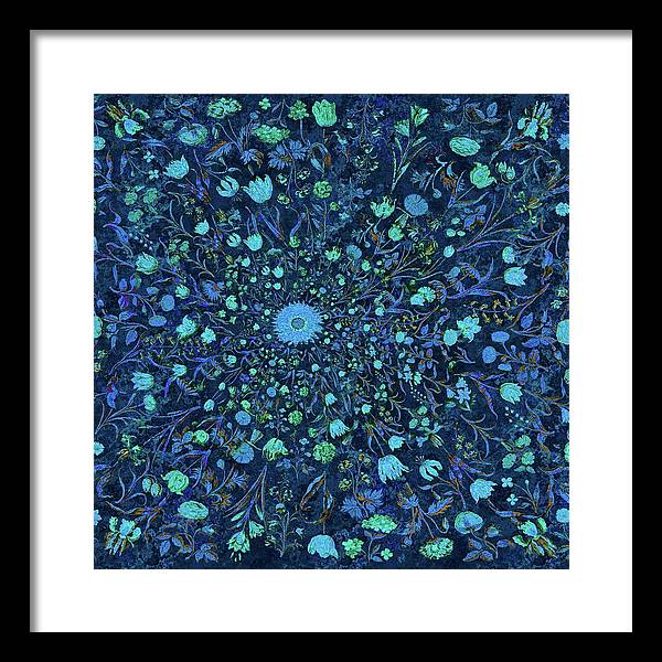 Light Blue Medieval Flowers - Framed Print