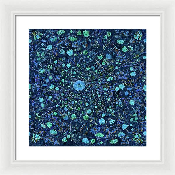 Light Blue Medieval Flowers - Framed Print