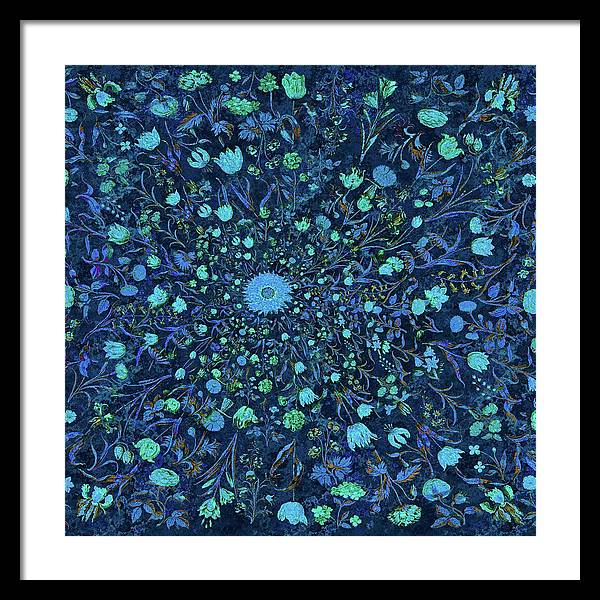 Light Blue Medieval Flowers - Framed Print