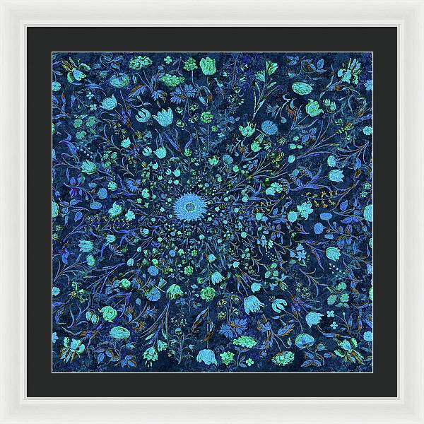 Light Blue Medieval Flowers - Framed Print