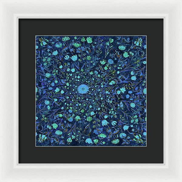 Light Blue Medieval Flowers - Framed Print