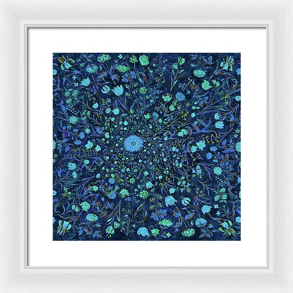 Light Blue Medieval Flowers - Framed Print