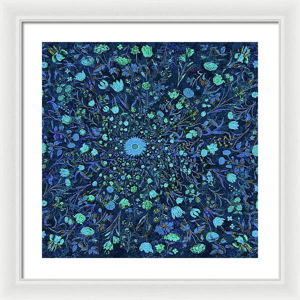 Light Blue Medieval Flowers - Framed Print