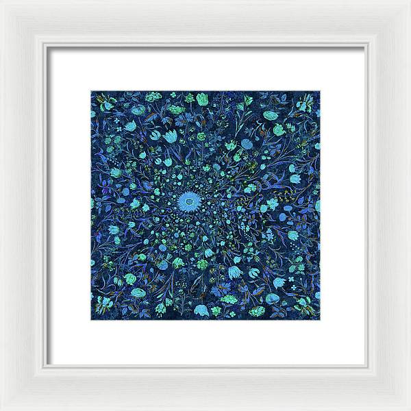 Light Blue Medieval Flowers - Framed Print