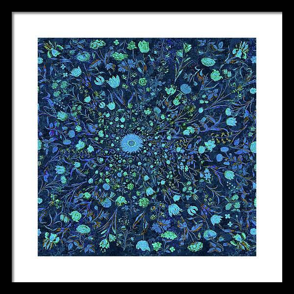 Light Blue Medieval Flowers - Framed Print