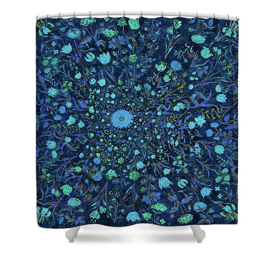 Light Blue Medieval Flowers - Shower Curtain