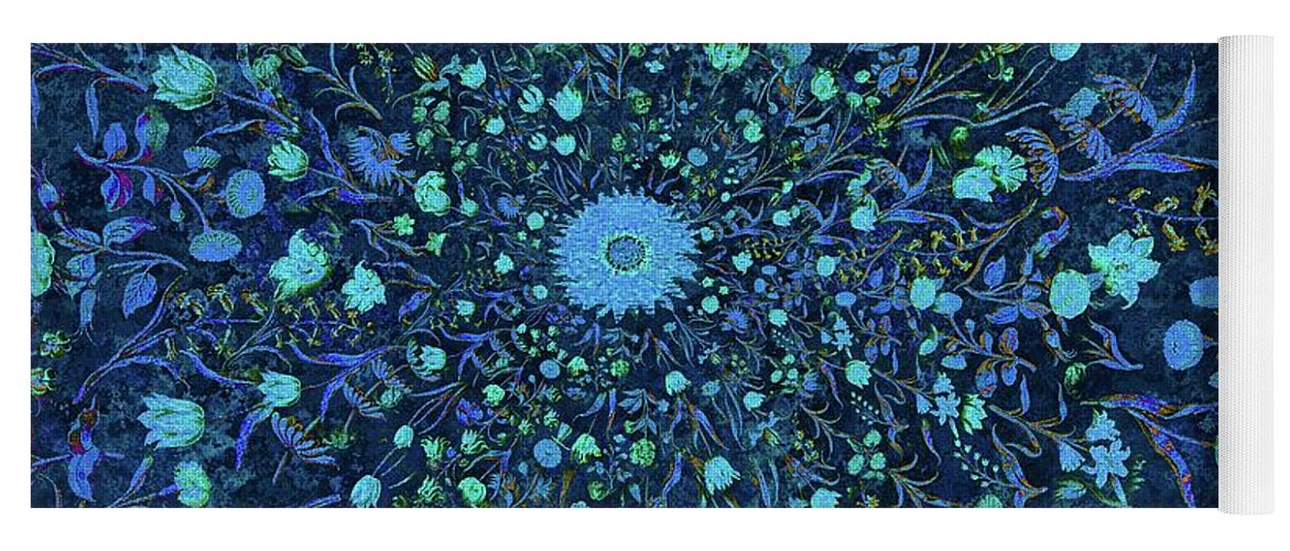 Light Blue Medieval Flowers - Yoga Mat