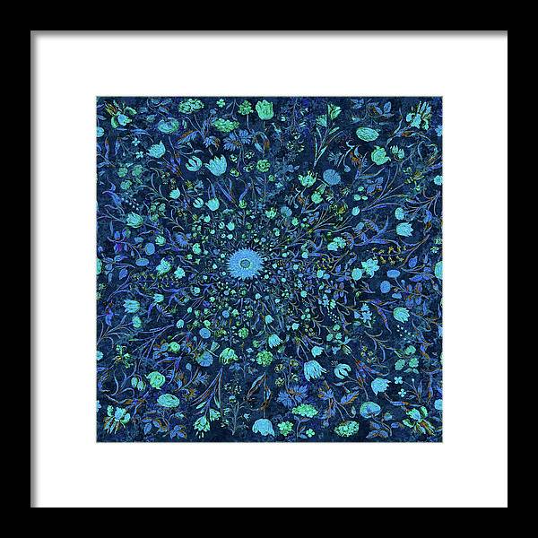 Light Blue Medieval Flowers - Framed Print