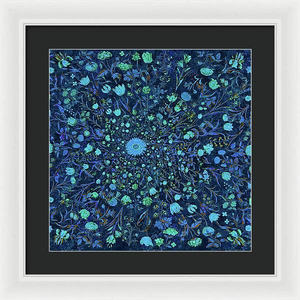 Light Blue Medieval Flowers - Framed Print