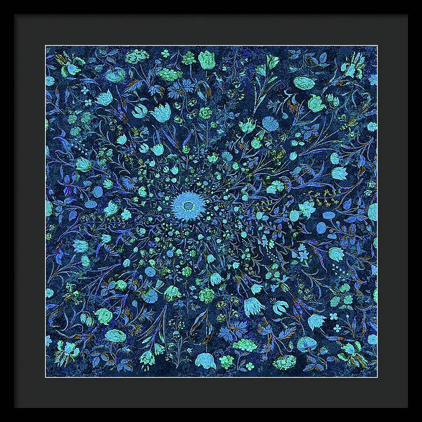 Light Blue Medieval Flowers - Framed Print