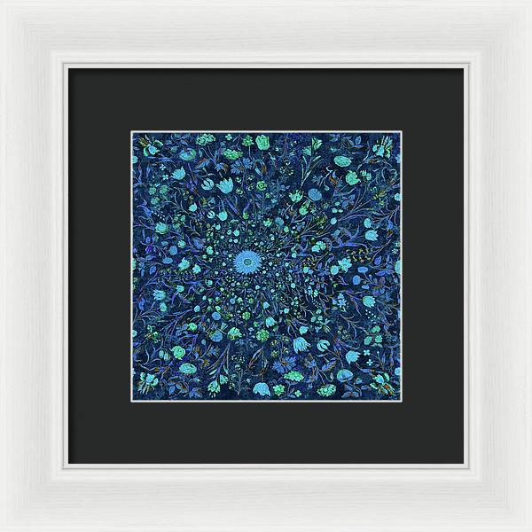 Light Blue Medieval Flowers - Framed Print