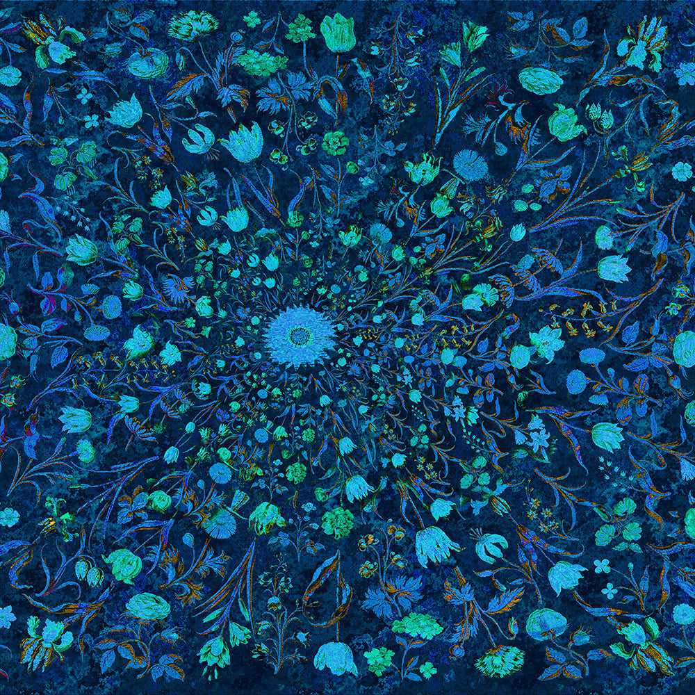 Light Blue Medieval Flowers Digital Image Download