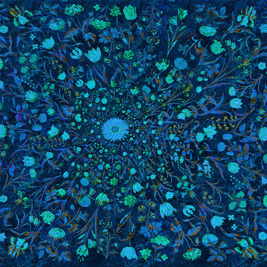 Light Blue Medieval Flowers Digital Image Download