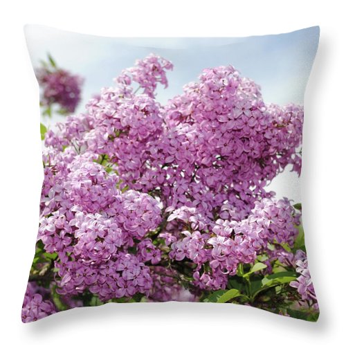 Lilacs With Sky - Throw Pillow