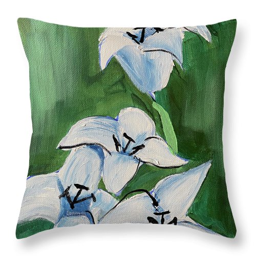Lilies In Blue - Throw Pillow