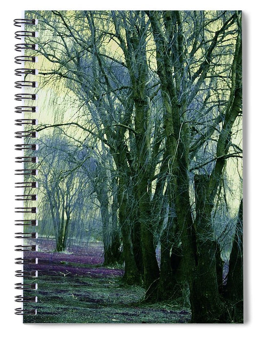 Line of Weeping Willow Trees - Spiral Notebook