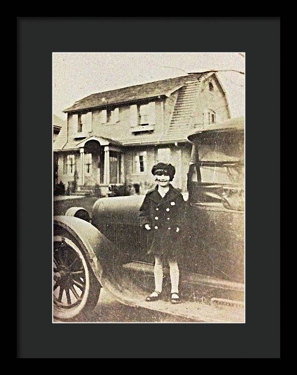 Little 1920s Girl With Car - Framed Print