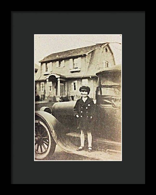 Little 1920s Girl With Car - Framed Print