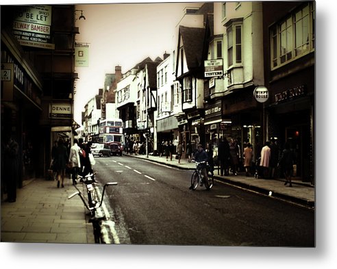 London Street With Bicycles - Metal Print