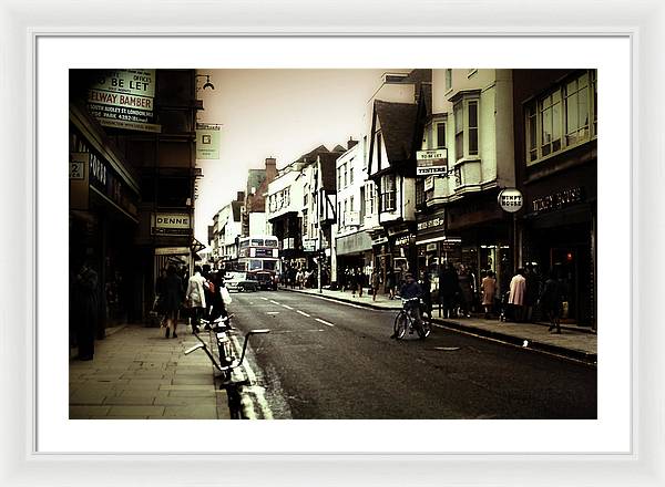 London Street With Bicycles - Framed Print