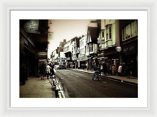 London Street With Bicycles - Framed Print