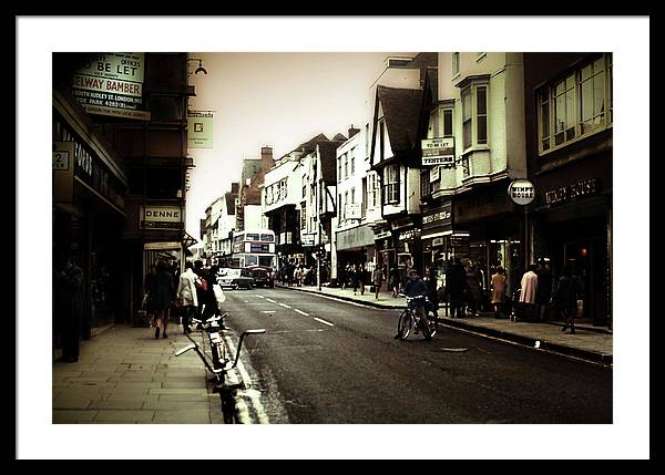 London Street With Bicycles - Framed Print