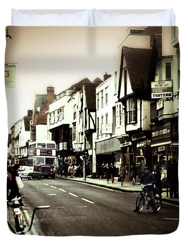 London Street With Bicycles - Duvet Cover