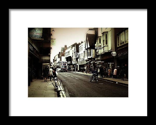London Street With Bicycles - Framed Print