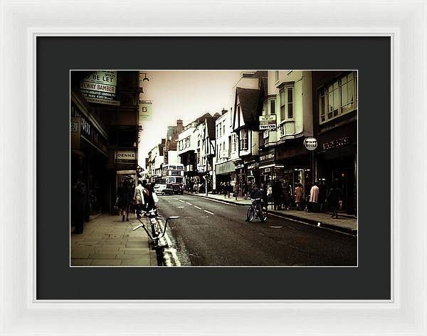 London Street With Bicycles - Framed Print