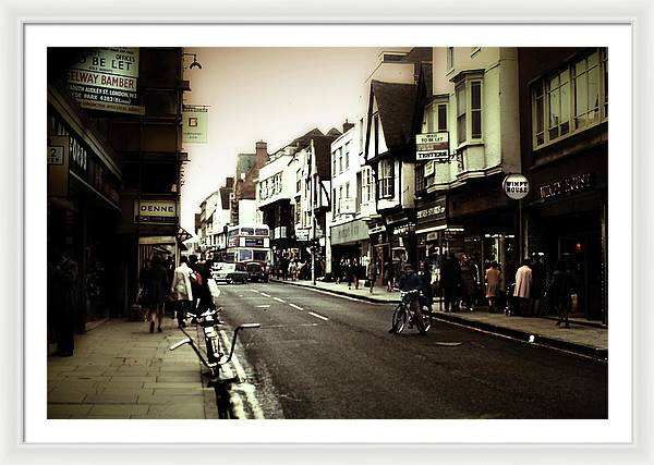 London Street With Bicycles - Framed Print