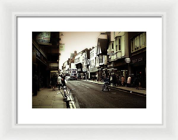 London Street With Bicycles - Framed Print